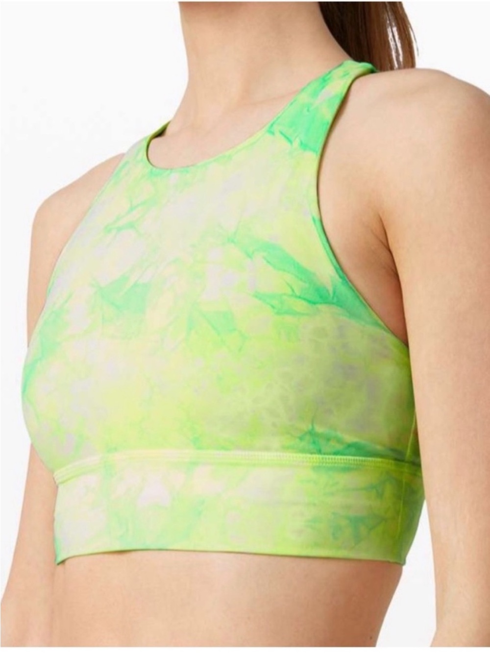 lululemon athletica Neon Green Tie-Dye High-Neck Sports Bra
